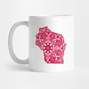 Red Wisconsin State Gift Mandala Yoga WI Art Mug